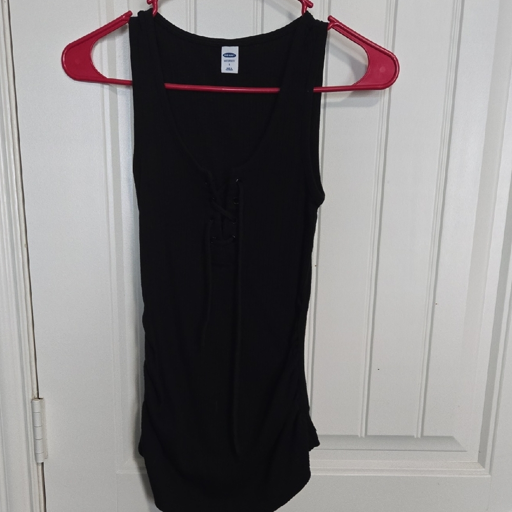 Old Navy Black Lace Up Maternity Fitted Sleeveless Tank Top